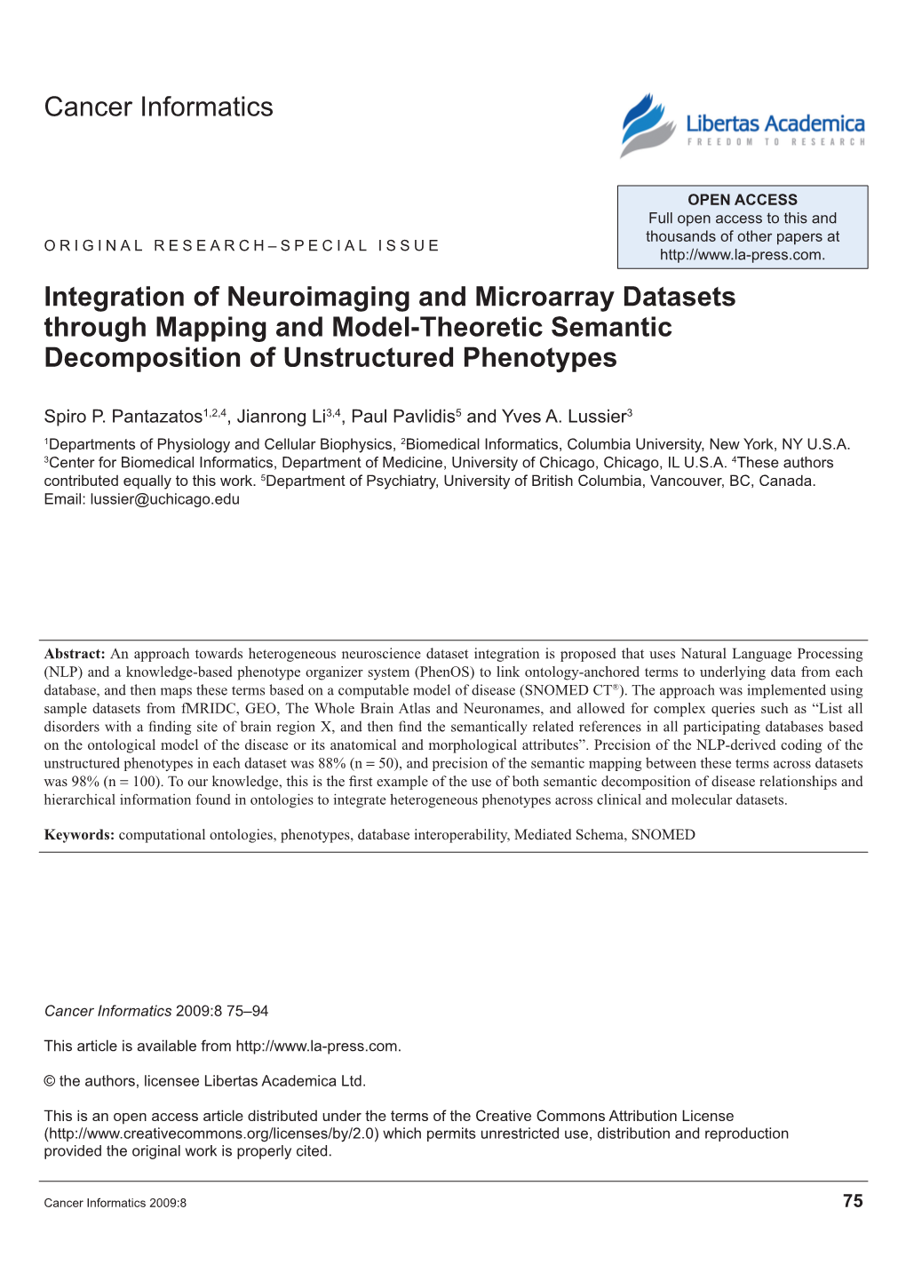 Cancer Informatics Integration of Neuroimaging and Microarray