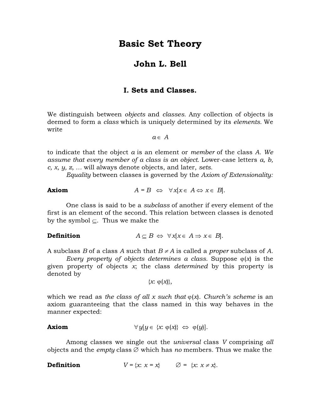 Basic Set Theory