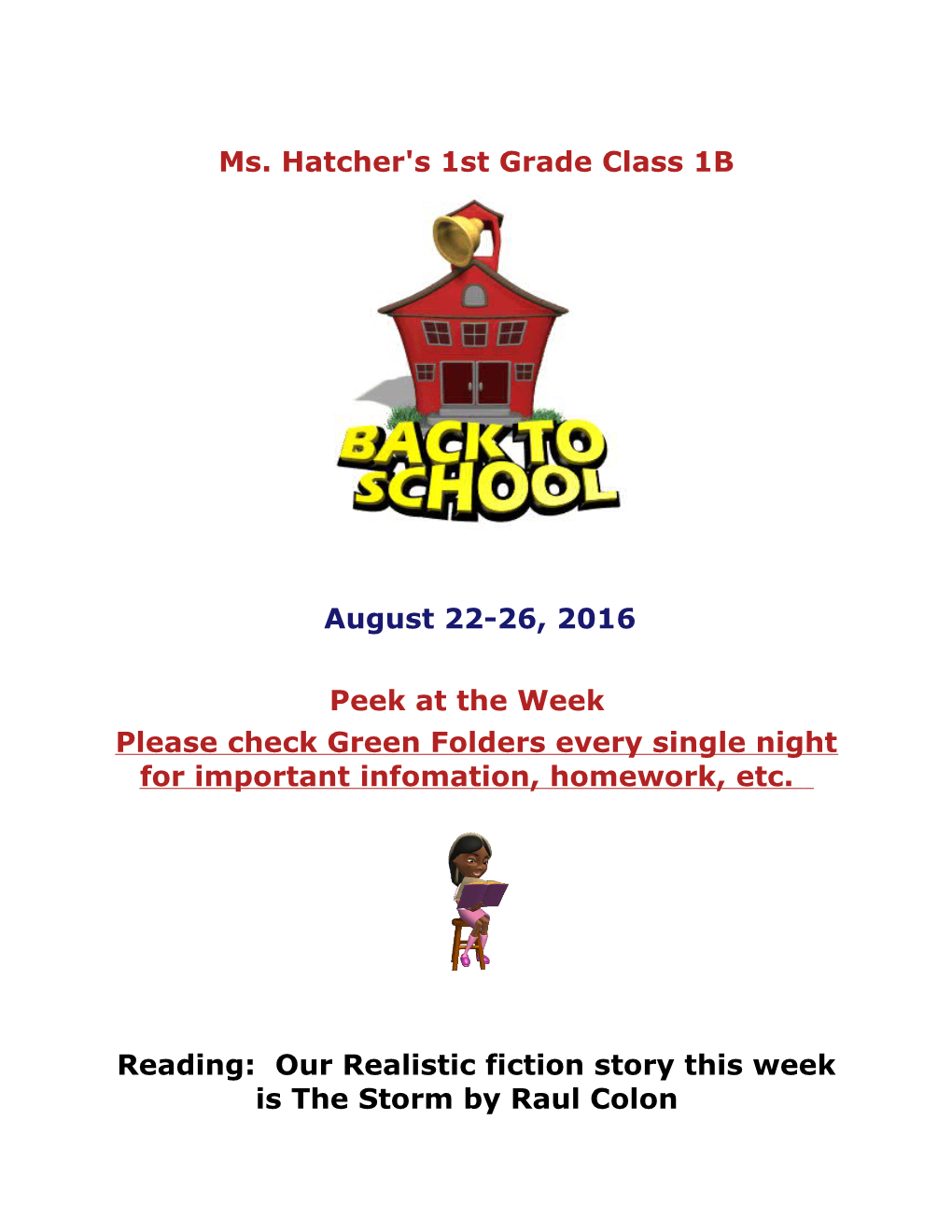 Ms. Hatcher's 1St Grade Class 1B s1