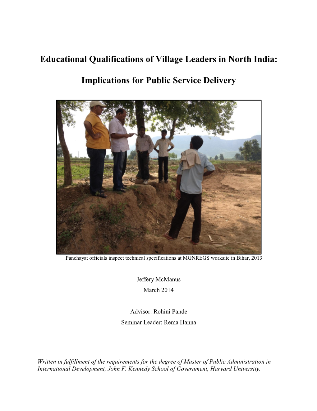 Educational Qualifications of Village Leaders in North India