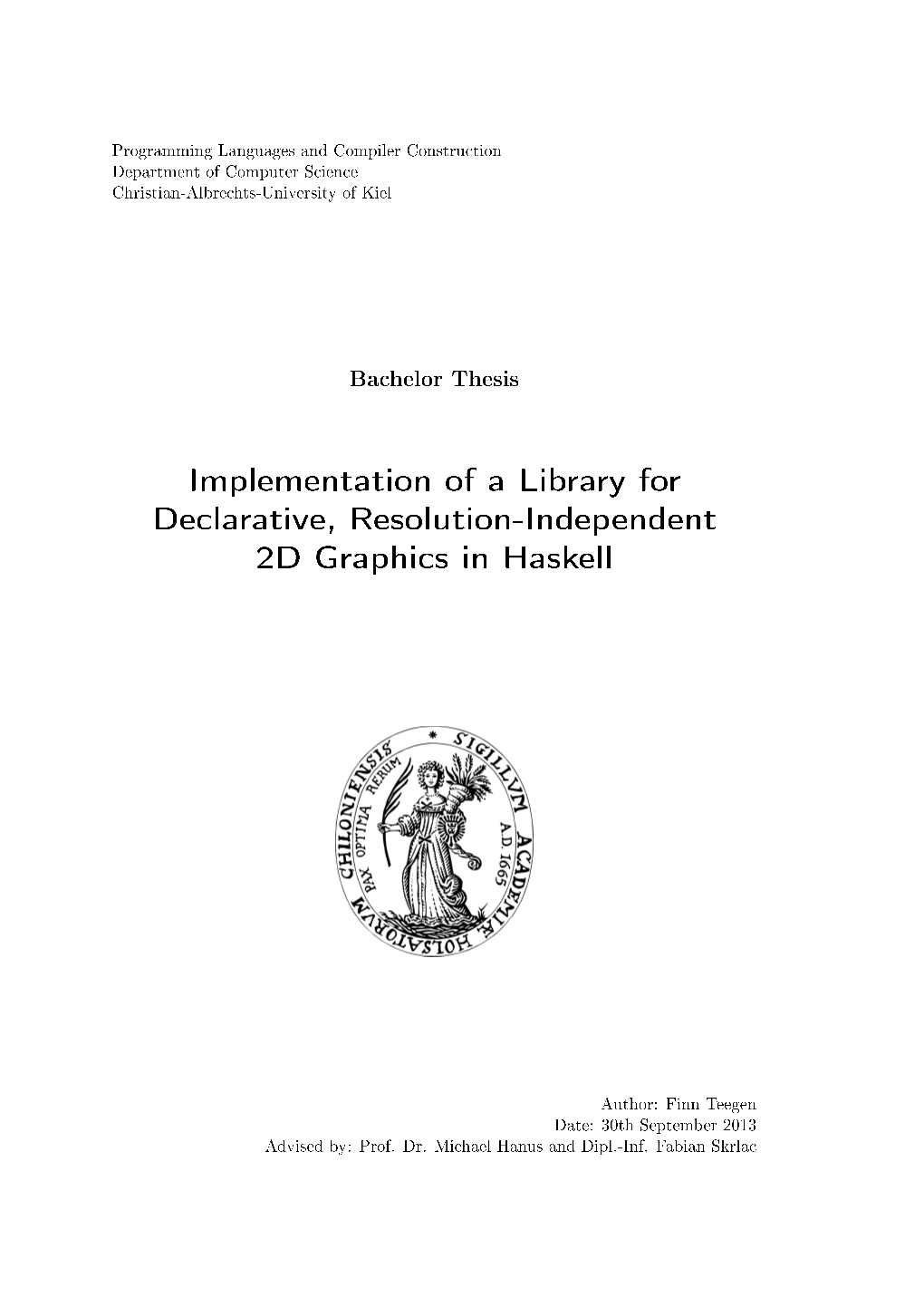 Implementation of a Library for Declarative, Resolution-Independent 2D Graphics in Haskell