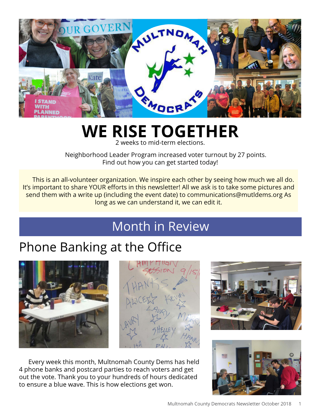 WE RISE TOGETHER 2 Weeks to Mid-Term Elections