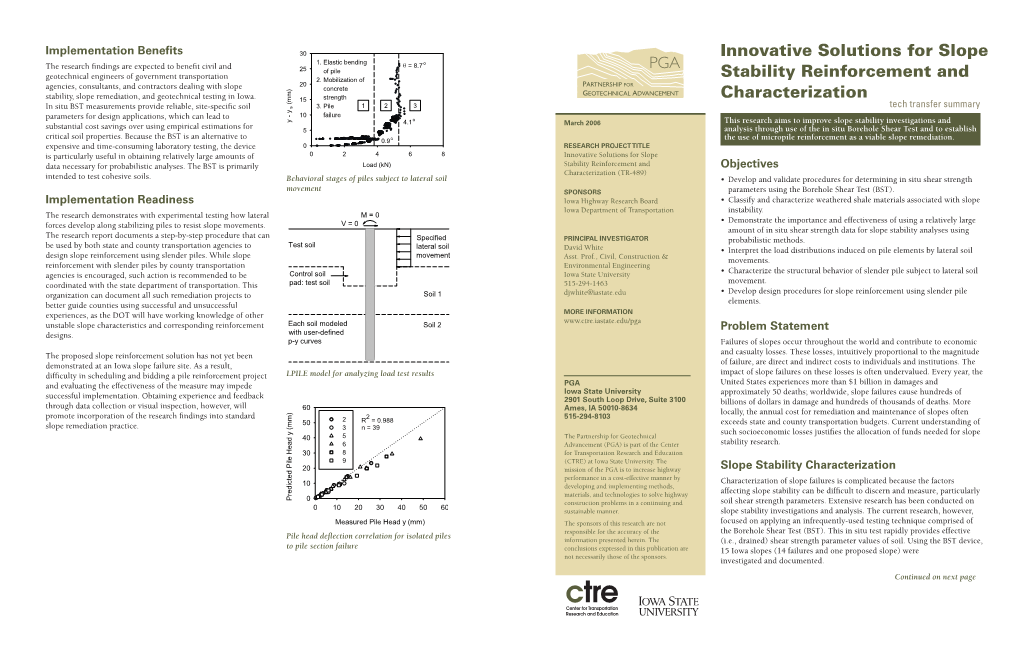 Innovative Solutions for Slope Stability Reinforcement and Characterization