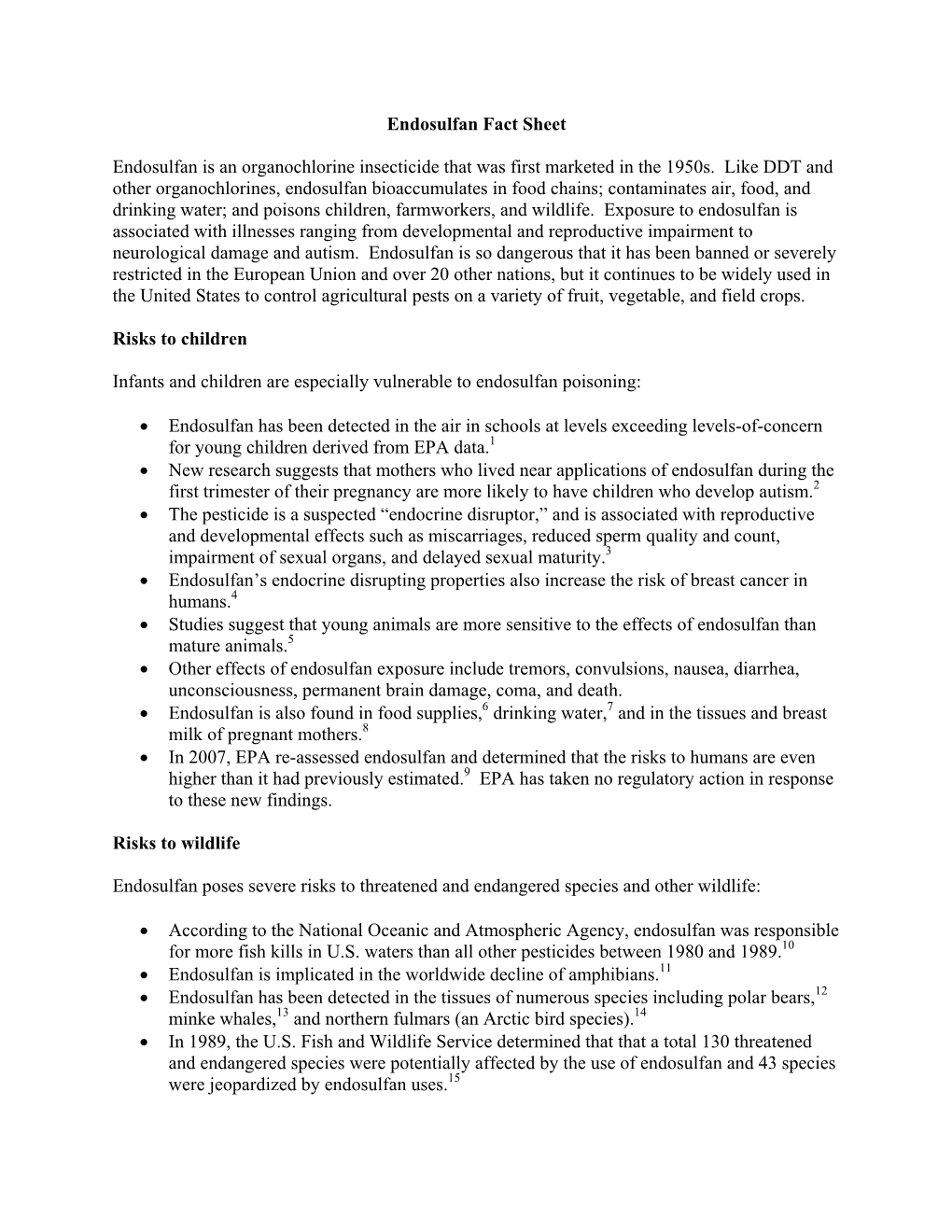 Endosulfan Fact Sheet