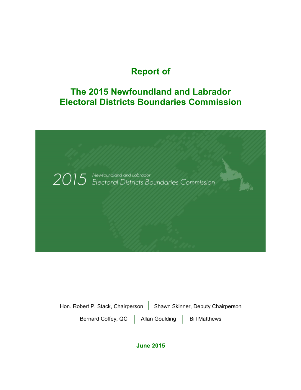 Report of the 2015 Newfoundland and Labrador Electoral Districts Boundaries Commission