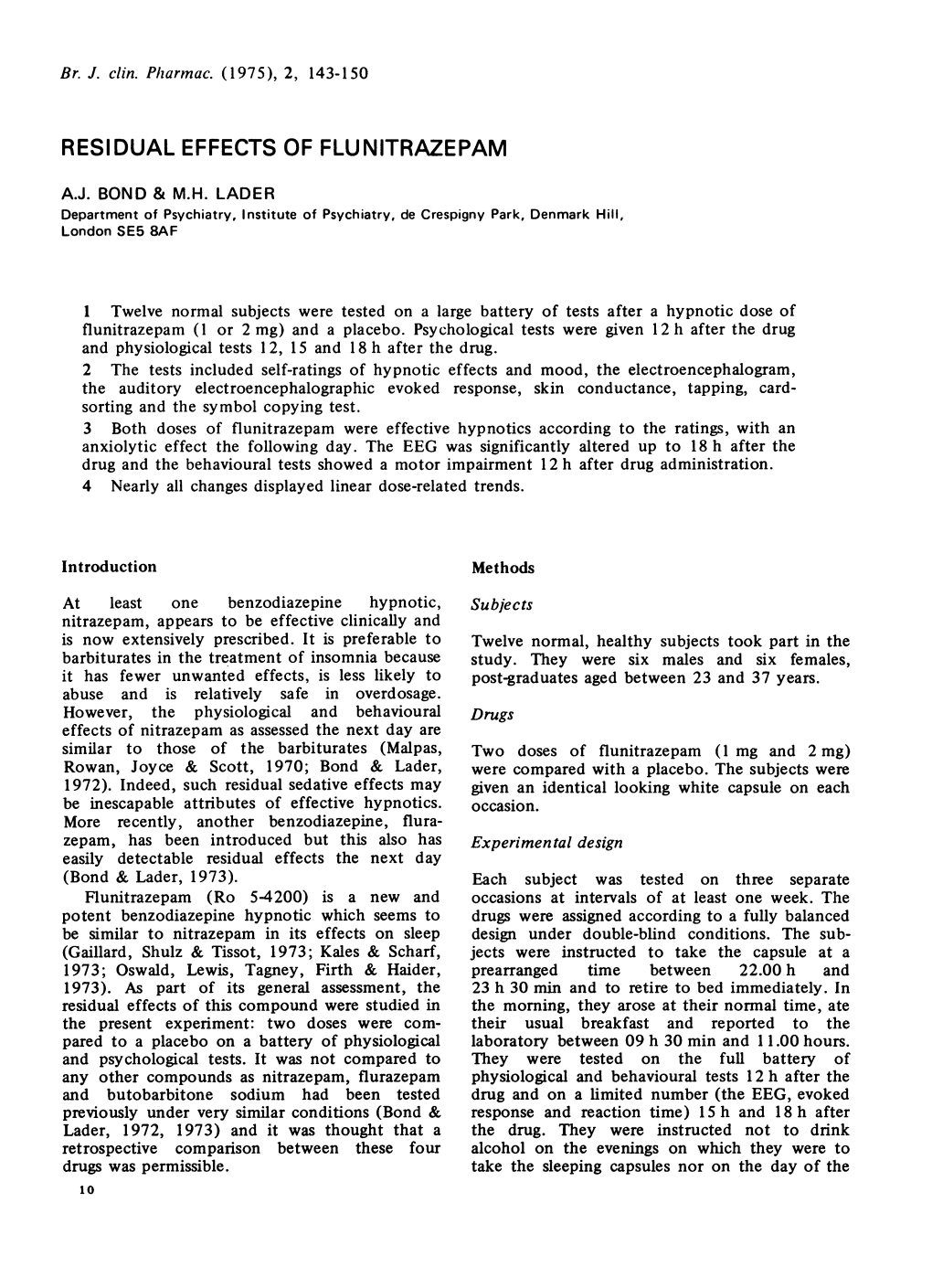 Residual Effects of Flunitrazepam