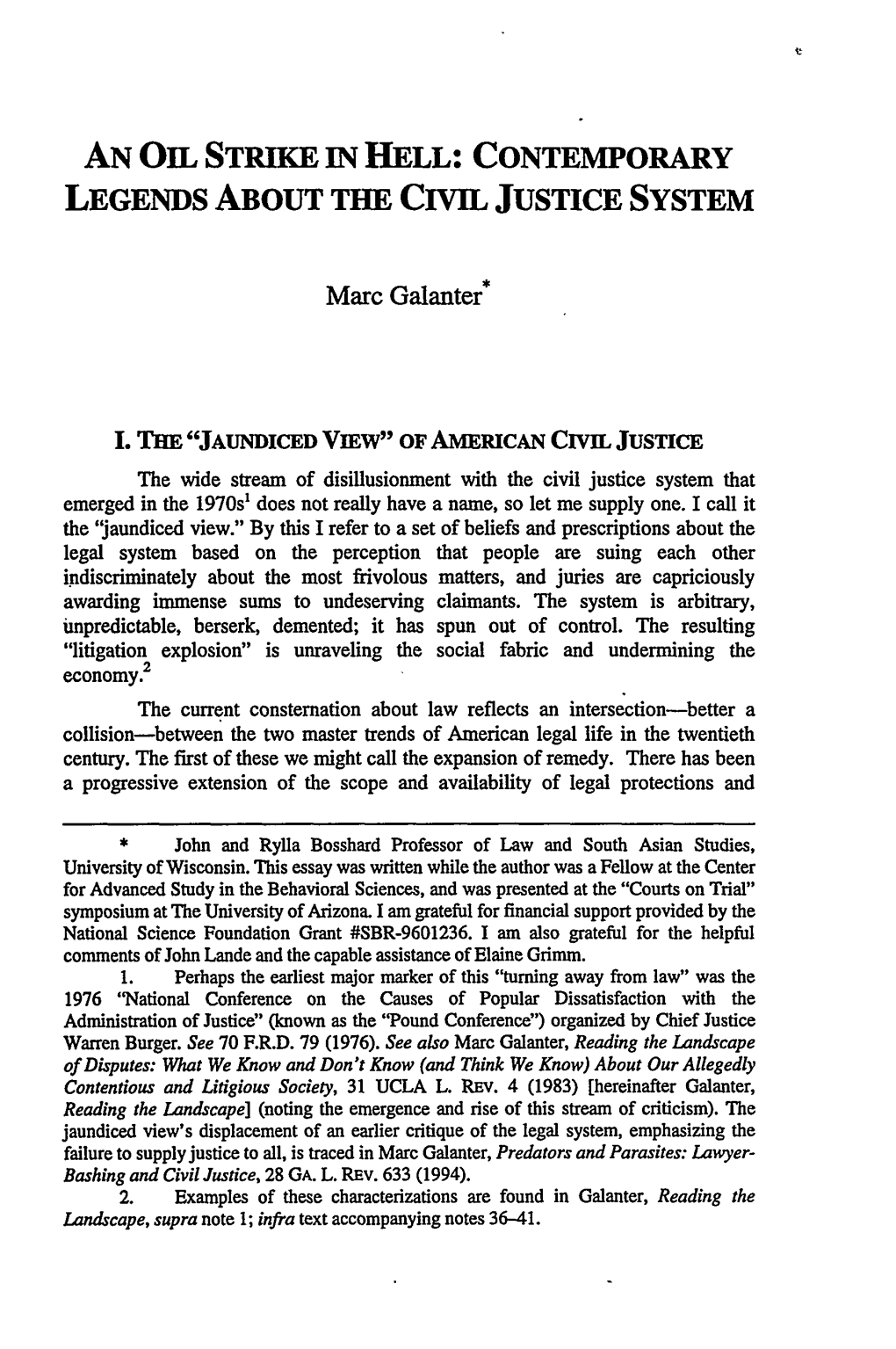 Oil Strike in Hell: Contemporary Legends About the Civil Justice System