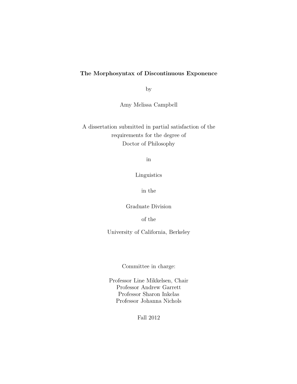 The Morphosyntax of Discontinuous Exponence by Amy Melissa