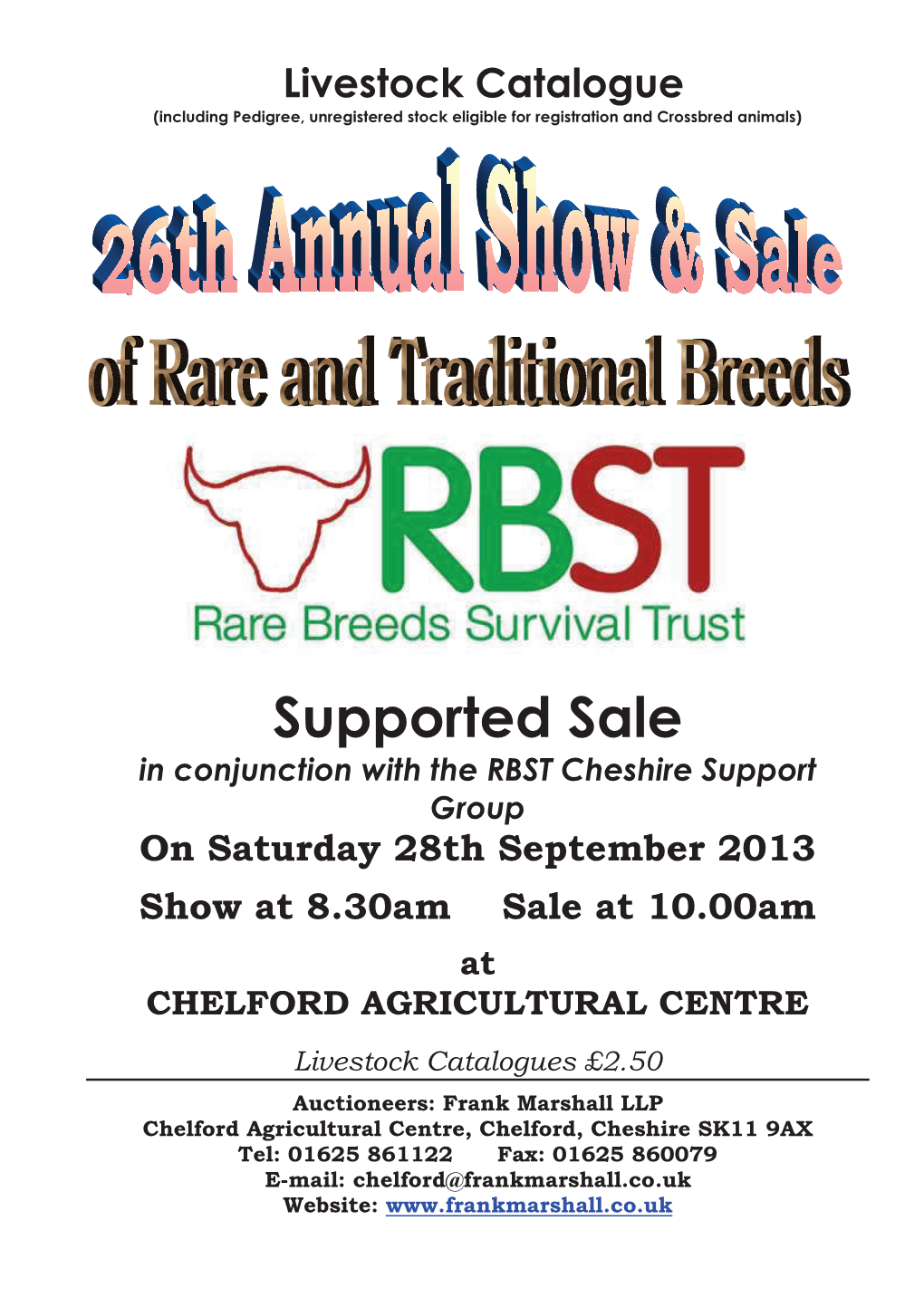 Supported Sale in Conjunction with the RBST Cheshire Support Group on Saturday 28Th September 2013