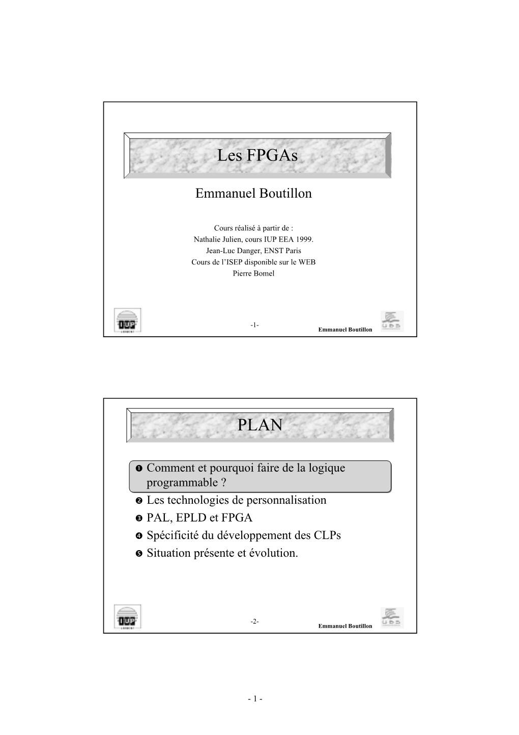 Les Fpgas PLAN