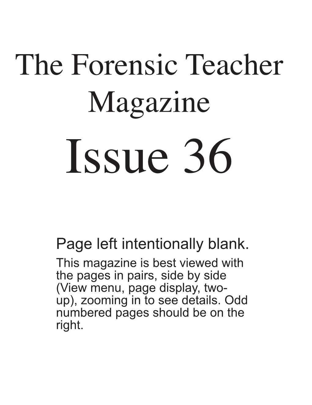 The Forensic Teacher Magazine Issue 36