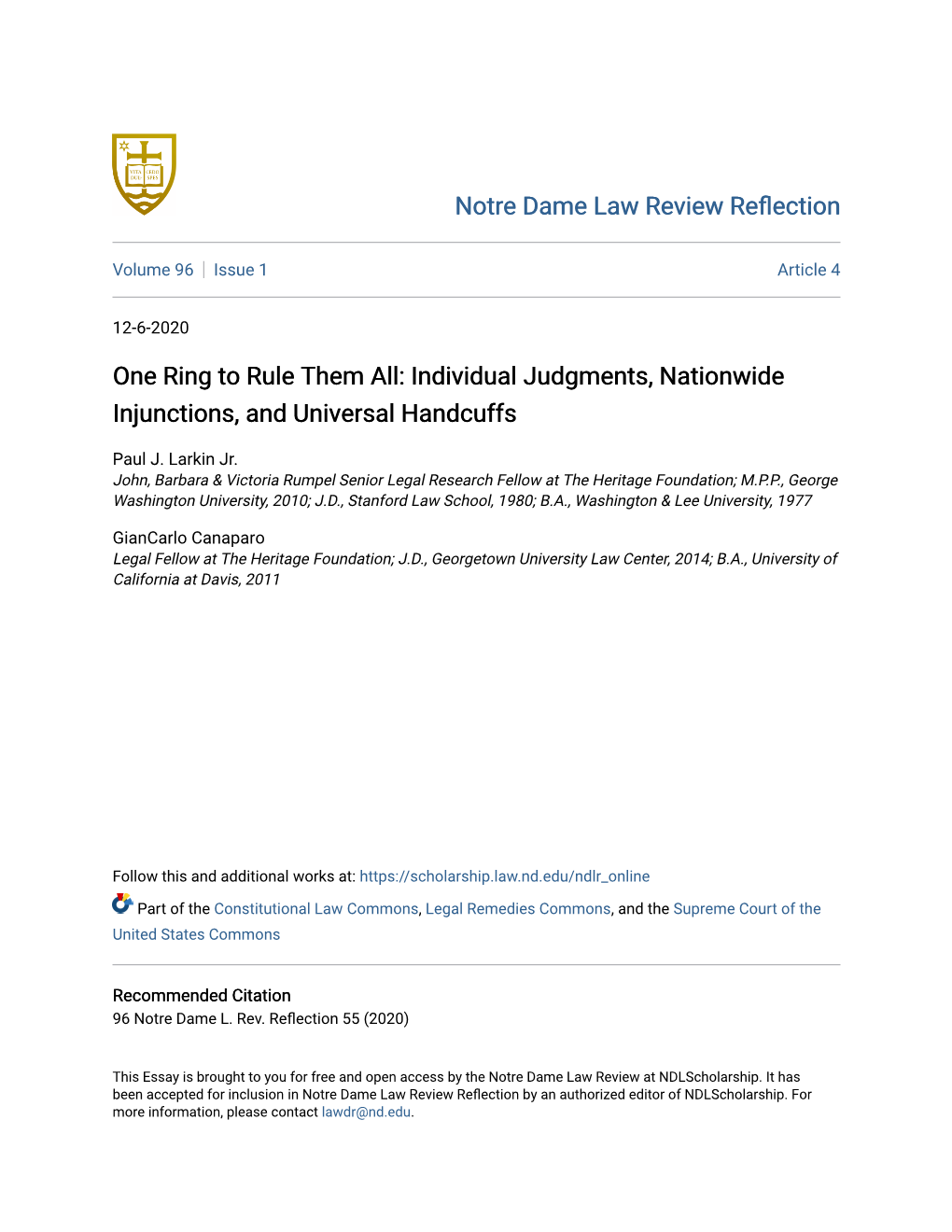 Individual Judgments, Nationwide Injunctions, and Universal Handcuffs