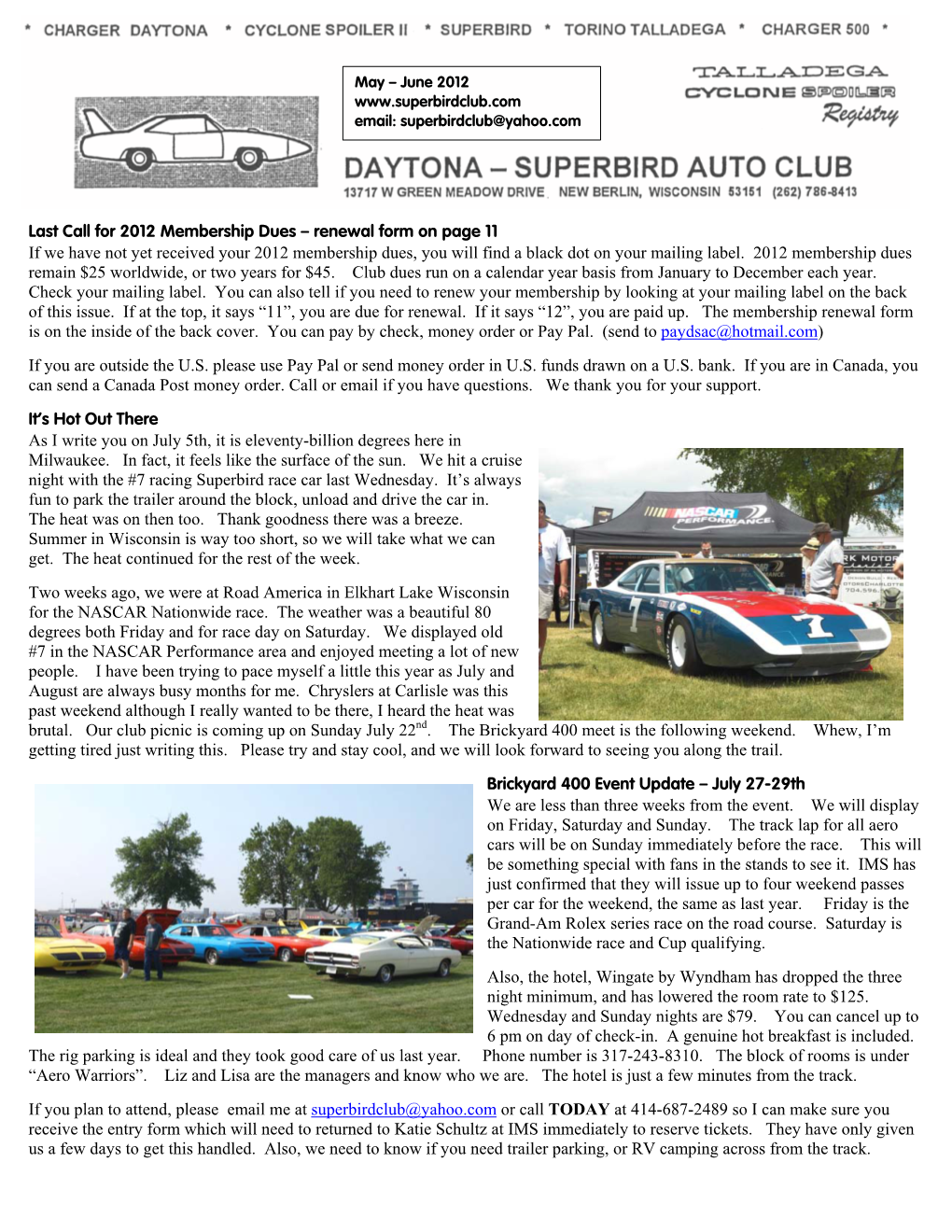 DAYTONA-SUPERBIRD AUTO CLUB WHEELS & DEALS Personal For