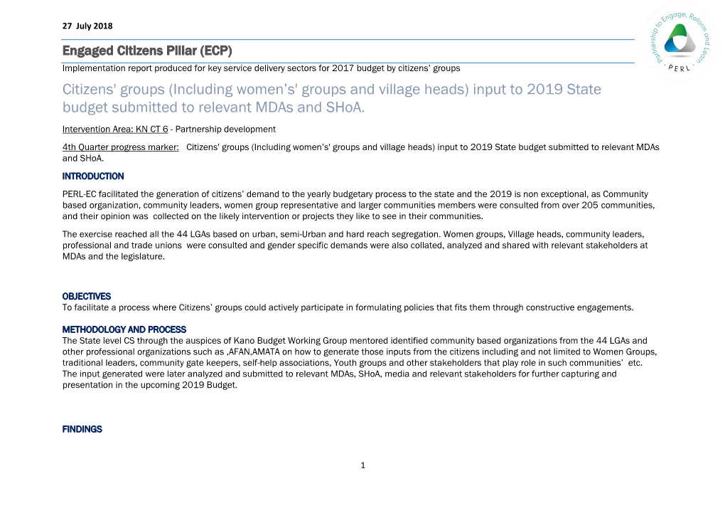 Citizens' Groups (Including Women's' Groups and Village Heads) Input To