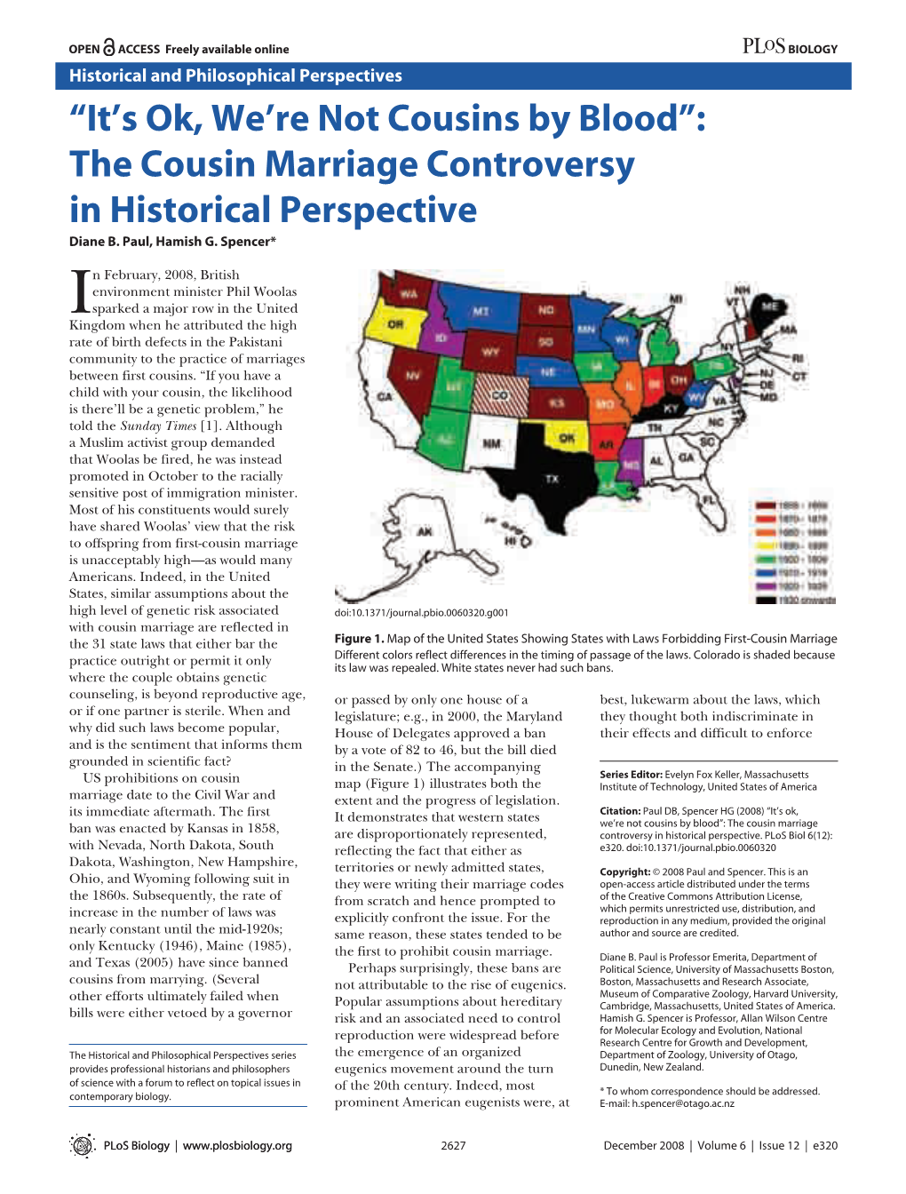 The Cousin Marriage Controversy in Historical Perspective Diane B