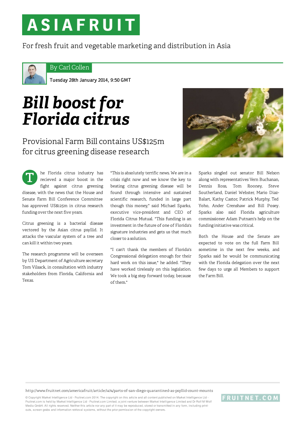 Bill Boost for Florida Citrus