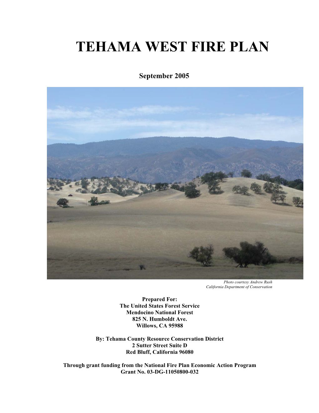 Tehama West Fire Plan