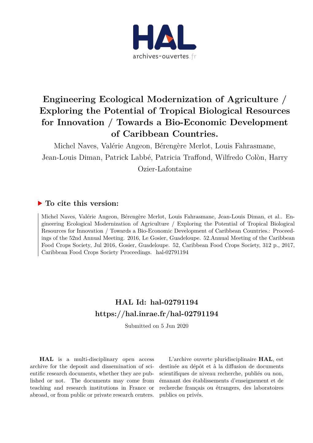 Engineering Ecological Modernization of Agriculture