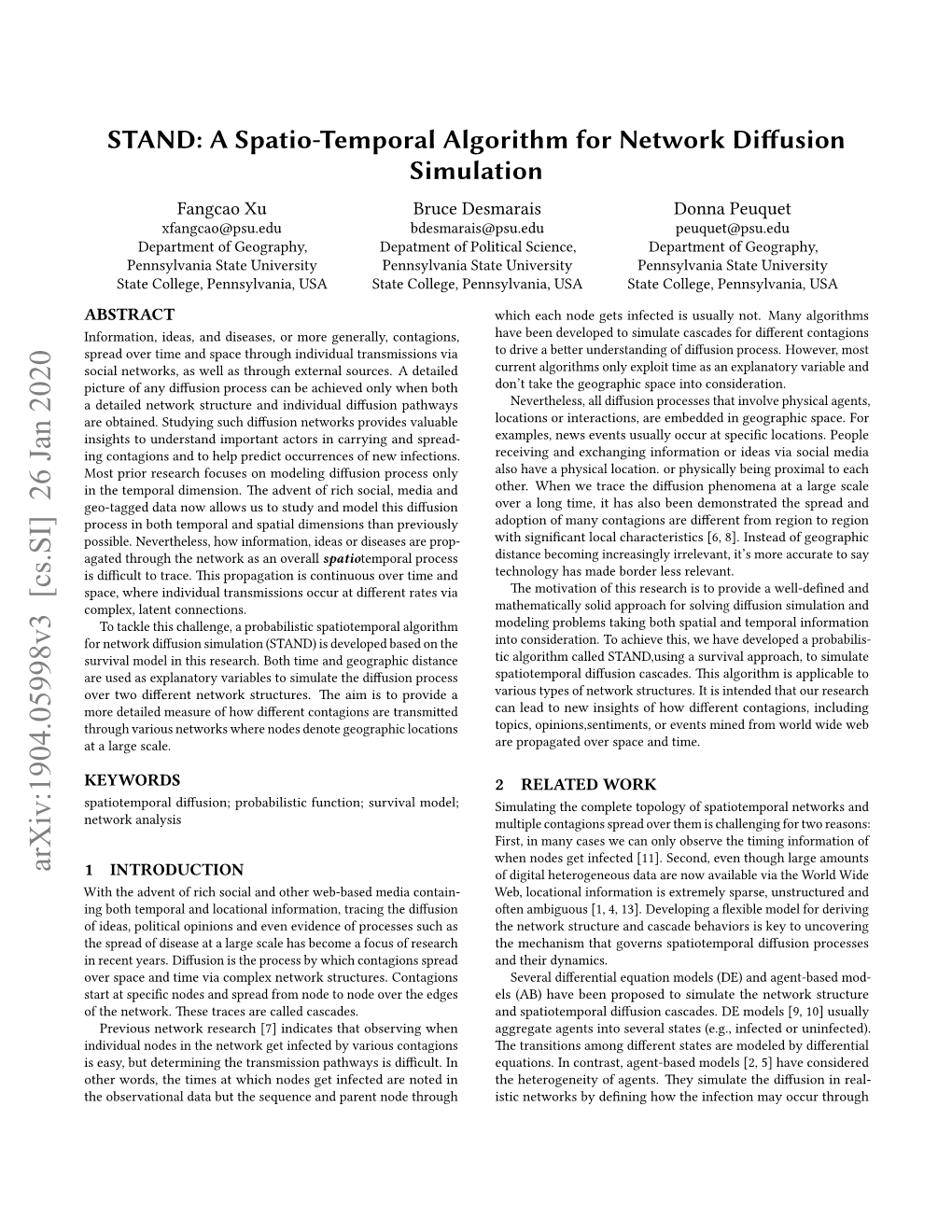 A Spatio-Temporal Algorithm for Network Diffusion Simulation