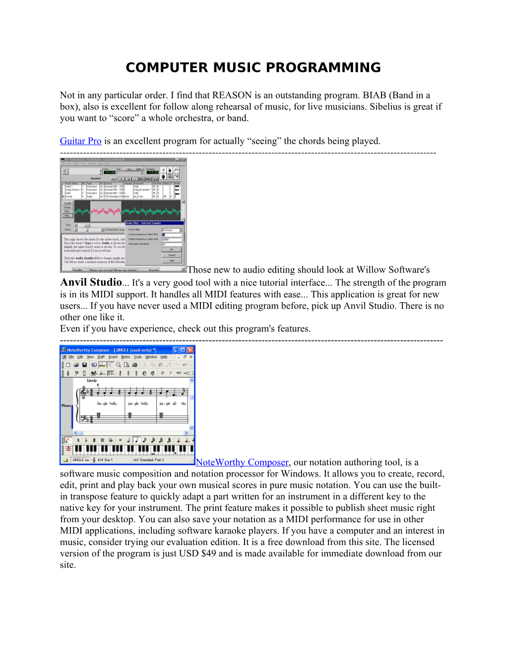 Computer Music Programming