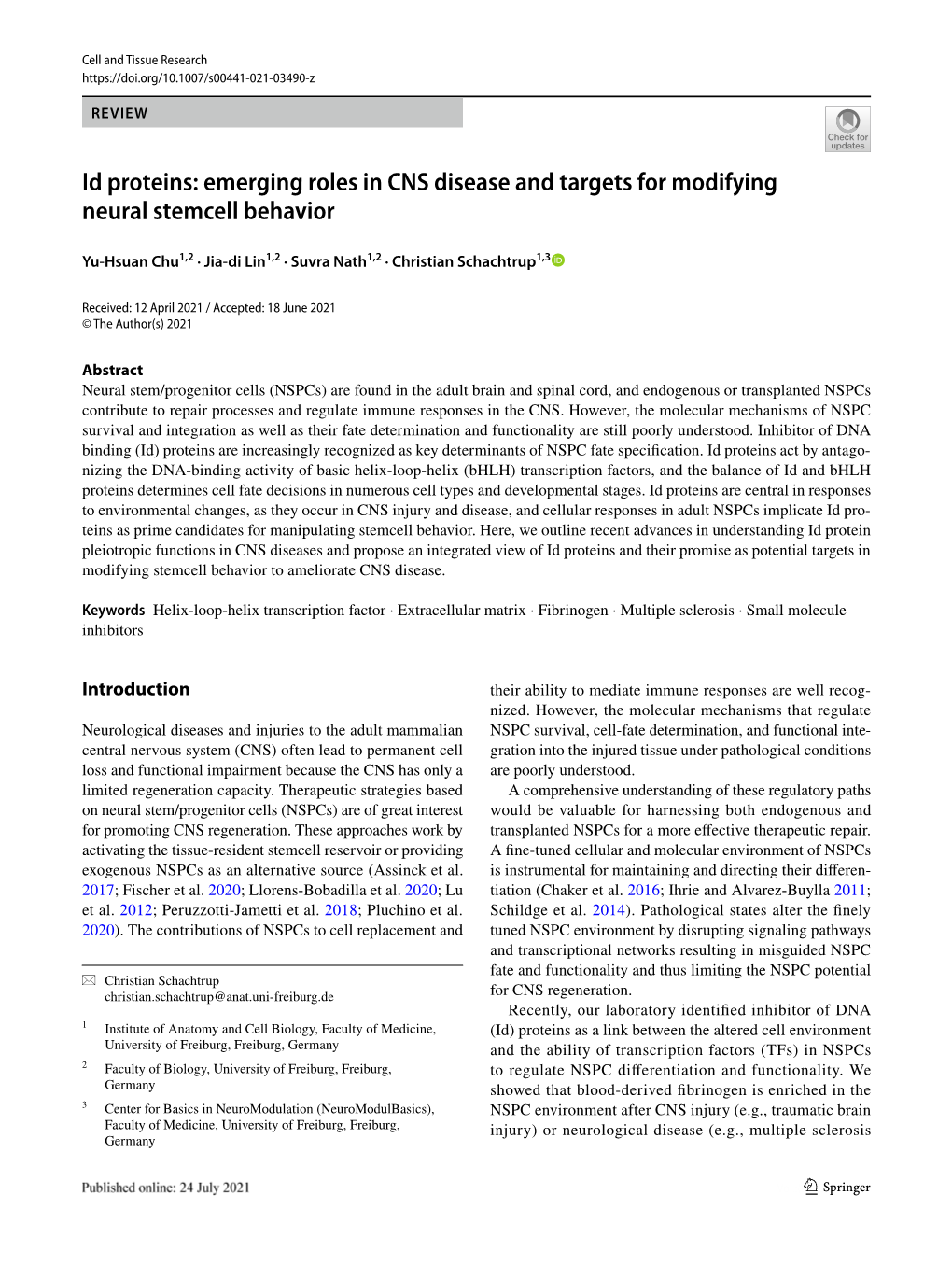 Emerging Roles in CNS Disease and Targets for Modifying Neural Stemcell Behavior