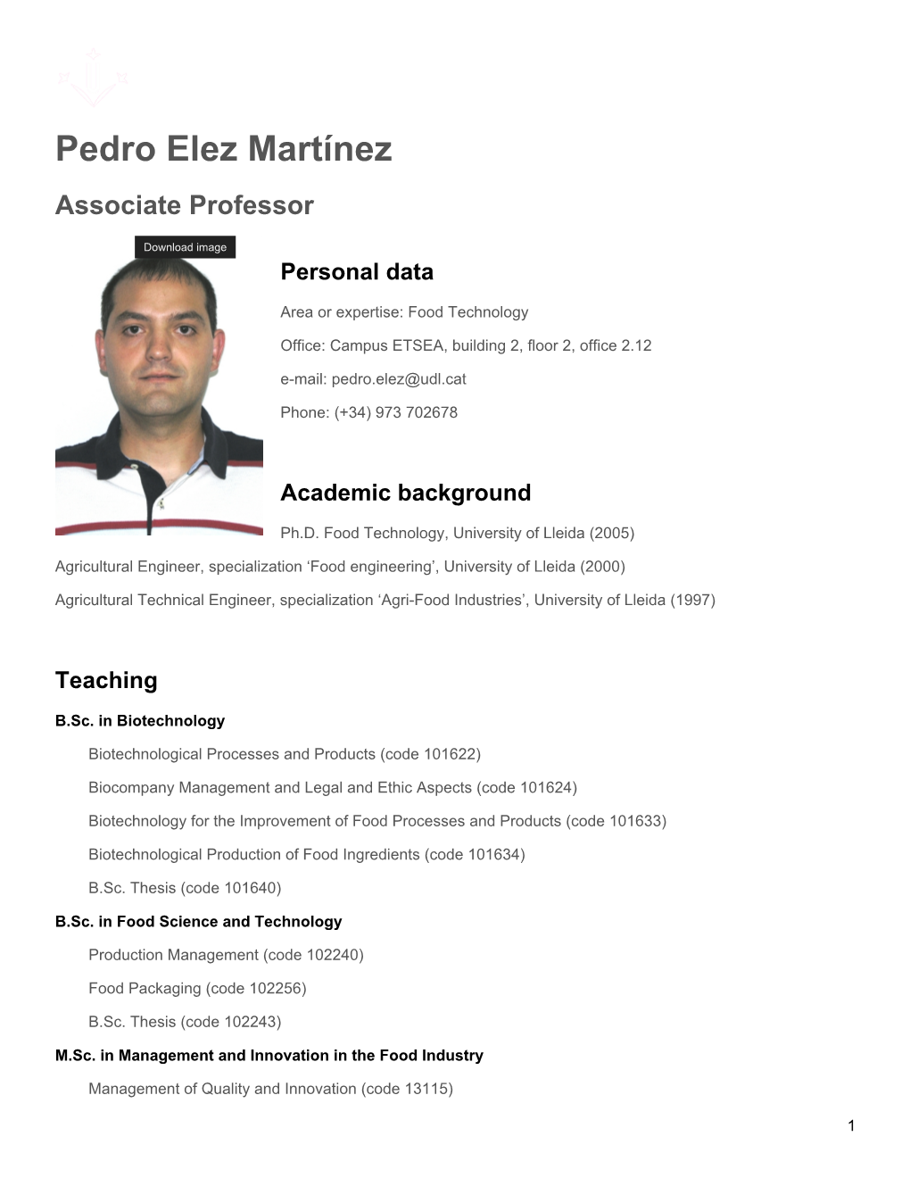 Pedro Elez Martínez Associate Professor