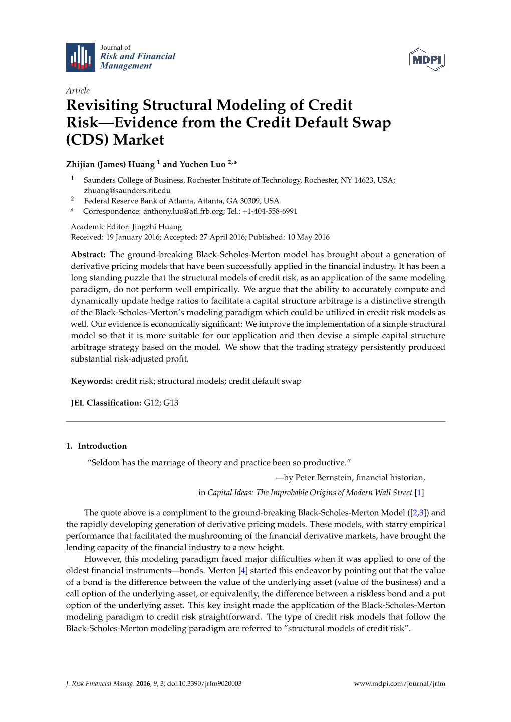 Revisiting Structural Modeling of Credit Risk—Evidence from the Credit Default Swap (CDS) Market