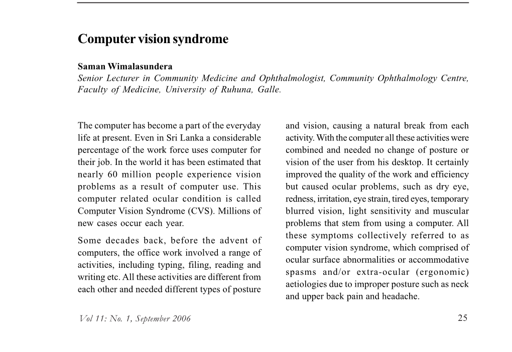 Computer Vision Syndrome