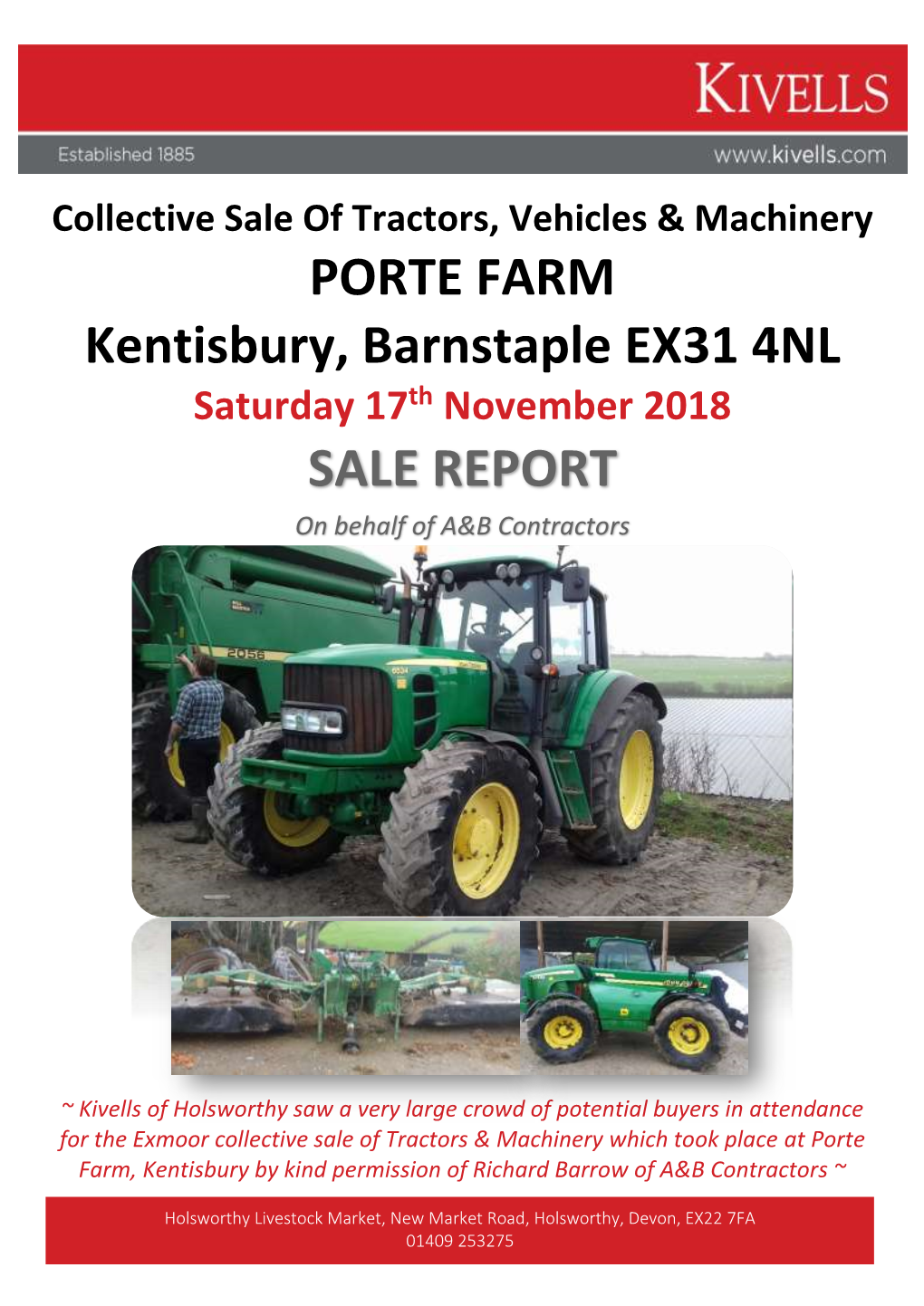 PORTE FARM Kentisbury, Barnstaple EX31 4NL SALE REPORT