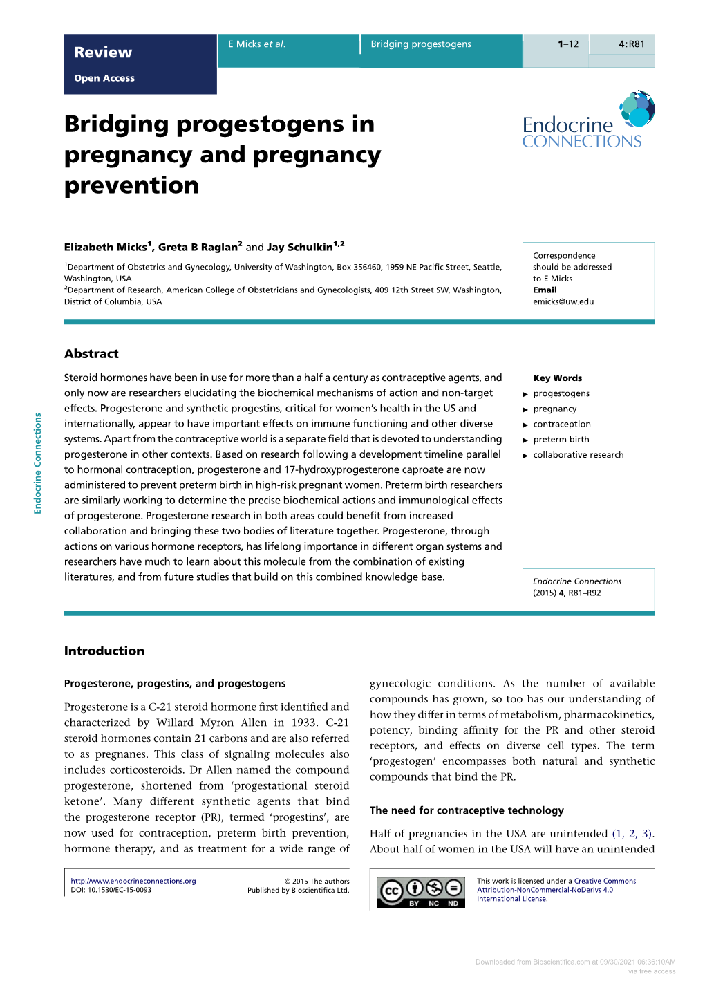 Bridging Progestogens in Pregnancy and Pregnancy Prevention