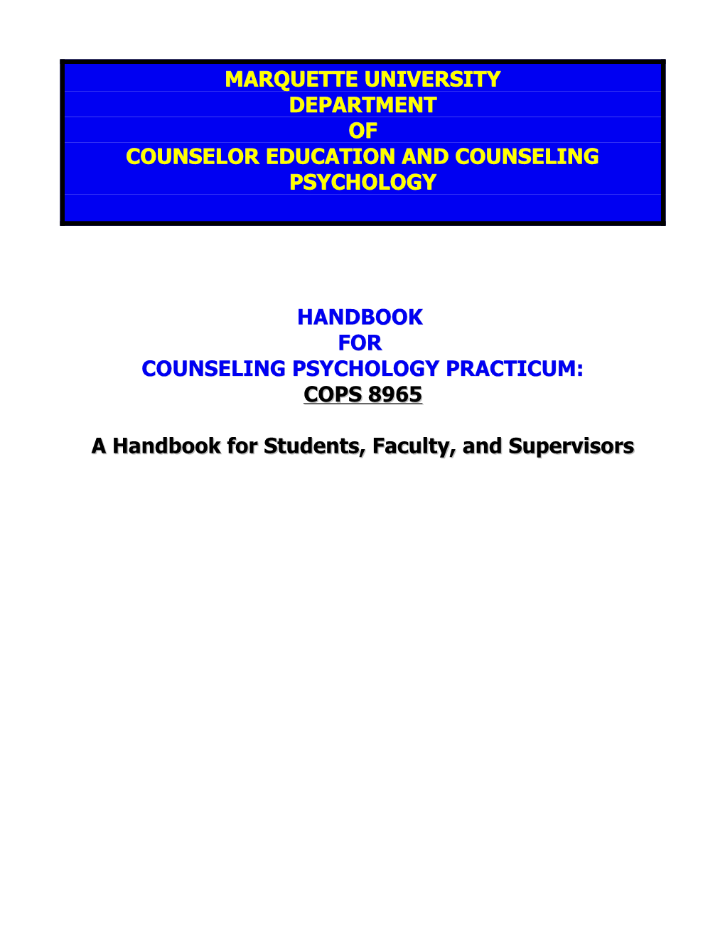 Counselor Education and Counseling Psychology