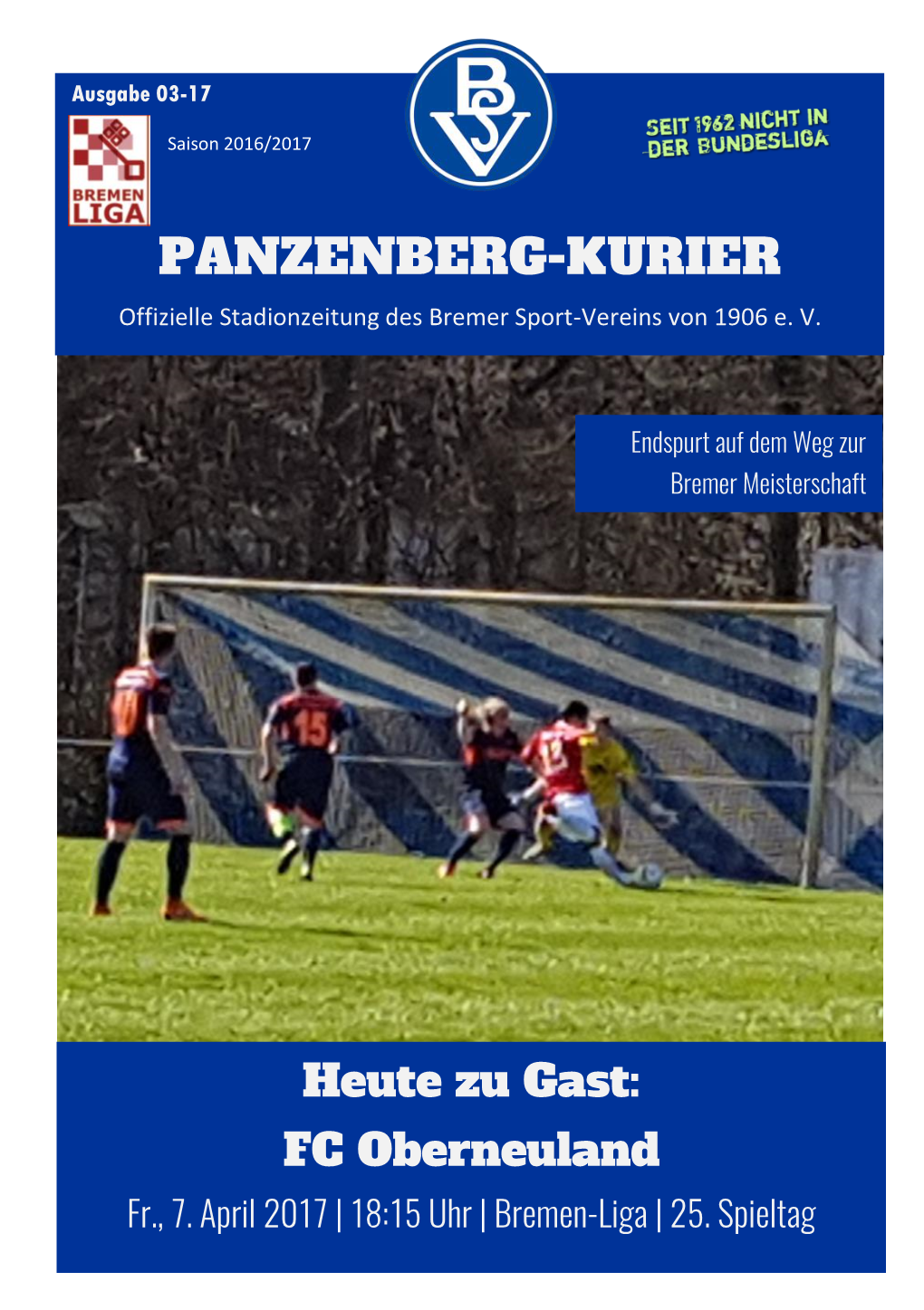 PANZENBERG-KURIER Offizielle Stadionzeitung Des Bremer Sport-Vereins Von 1906 E