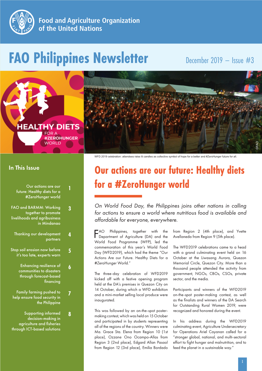 FAO Philippines Newsletter, December 2019