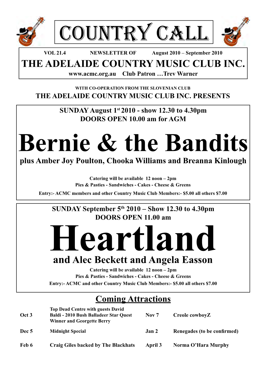 VOL 21.4 NEWSLETTER of August 2010 – September 2010 the ADELAIDE COUNTRY MUSIC CLUB INC