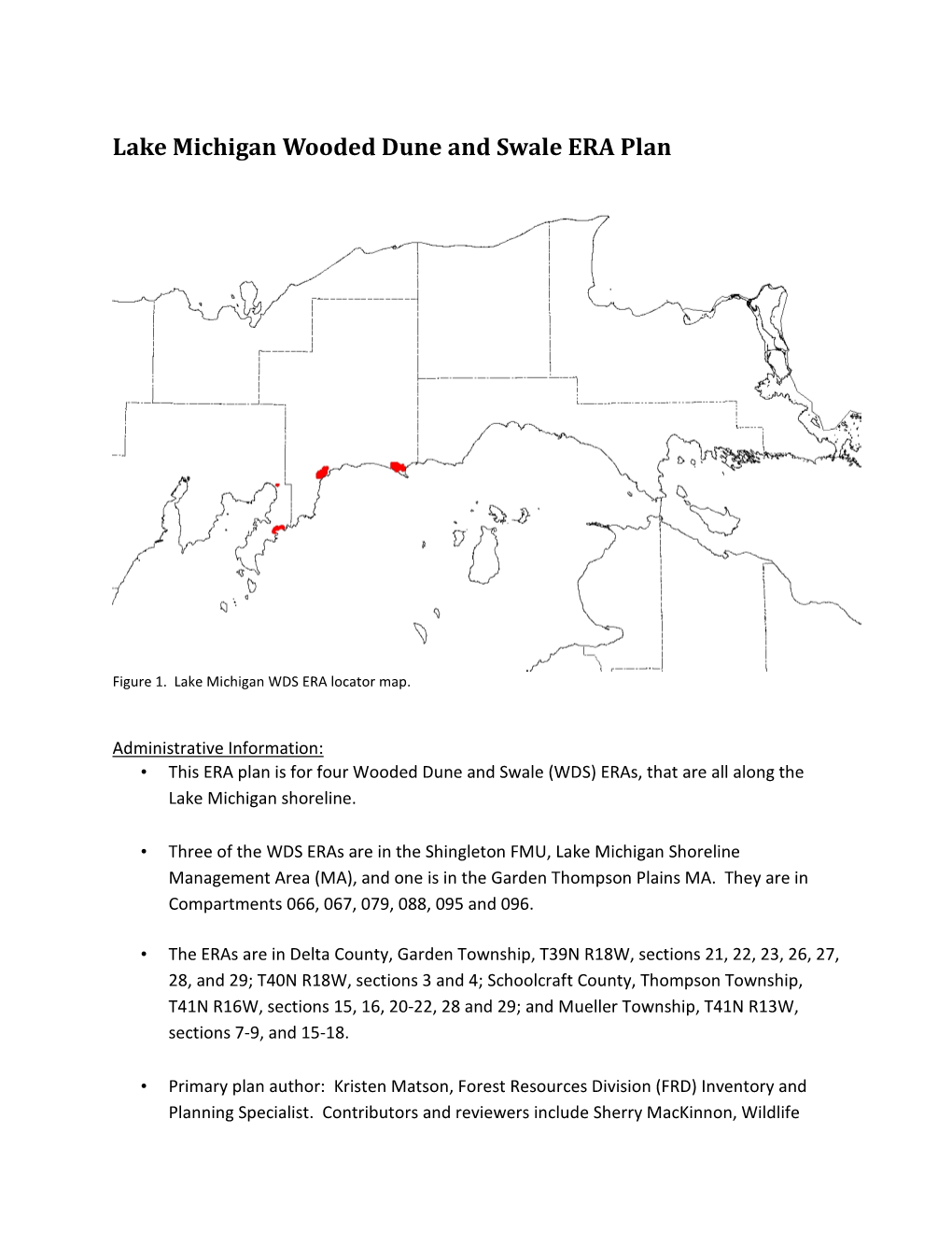 Lake Michigan Wooded Dune and Swale ERA Plan