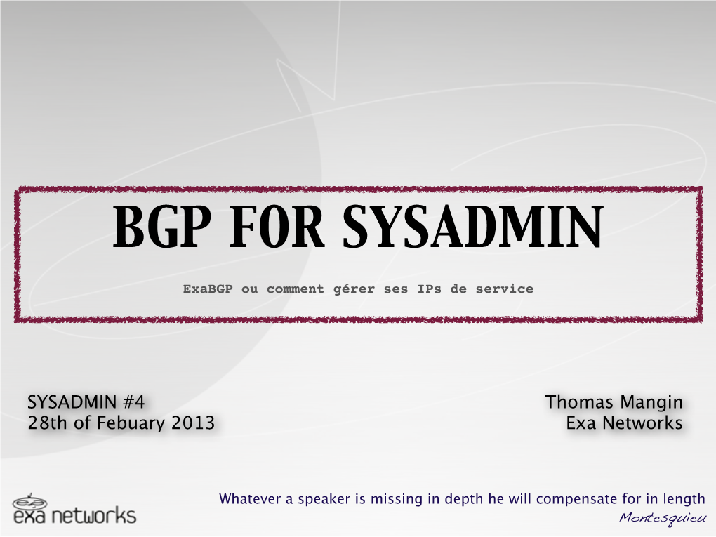 Bgp for Sysadmin