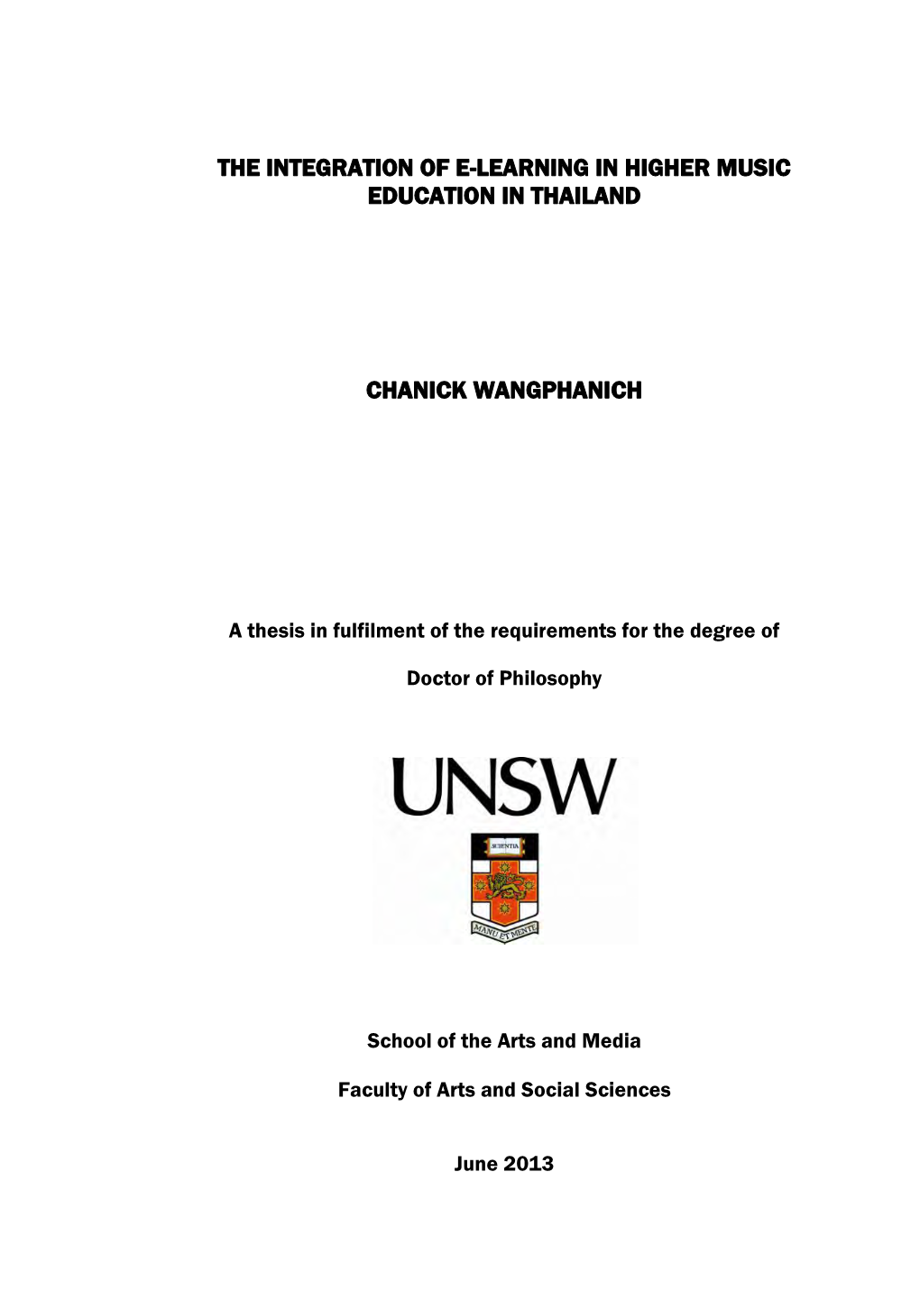 The Integration of E-Learning in Higher Music Education in Thailand Chanick