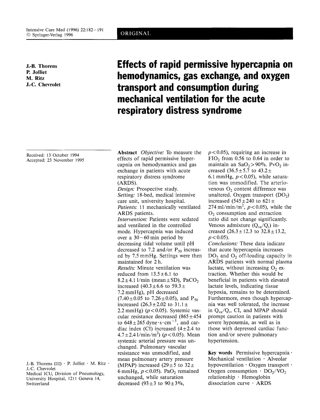 Effects of Rapid Permissive Hypercapnia on P