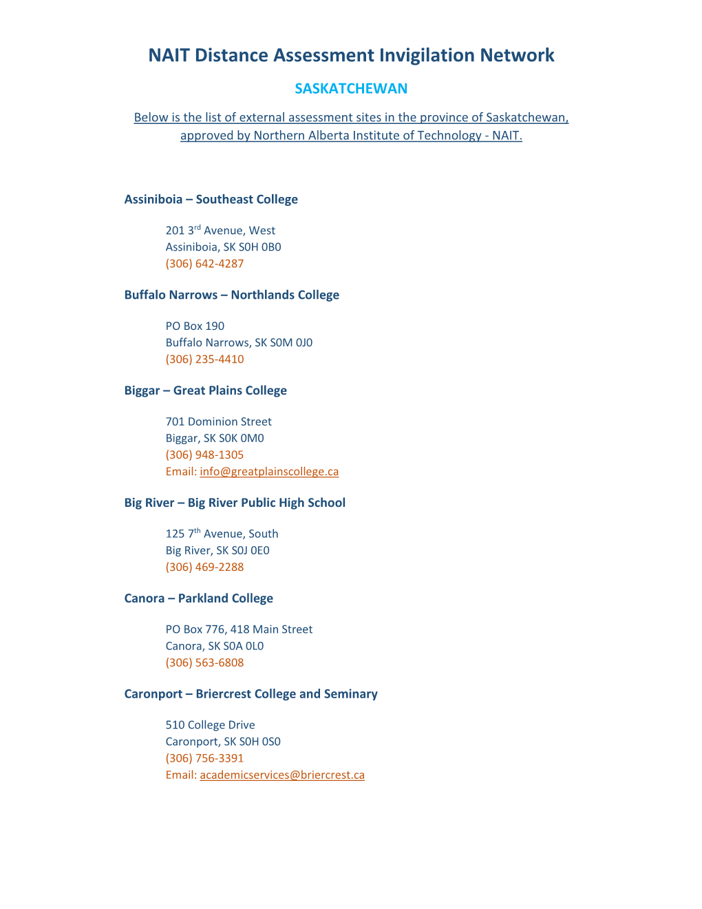 NAIT Distance Assessment Invigilation Network