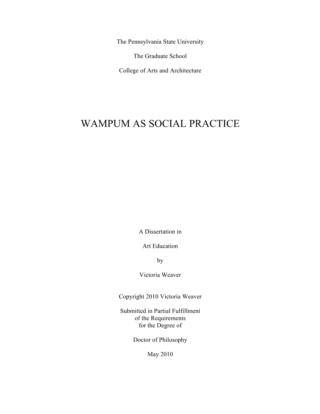 Wampum As Social Practice