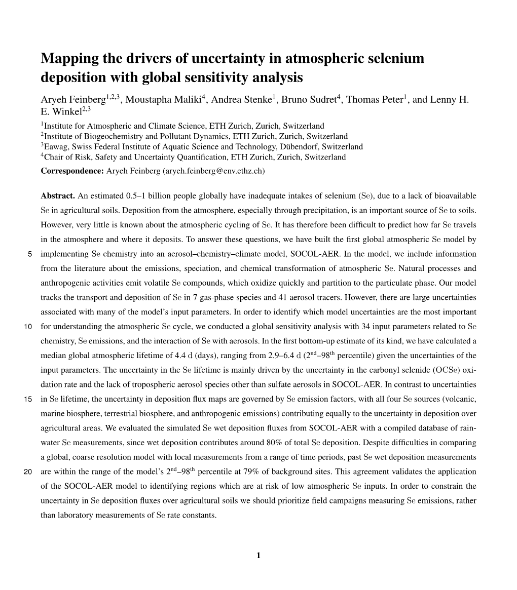 Mapping the Drivers of Uncertainty in Atmospheric Selenium Deposition