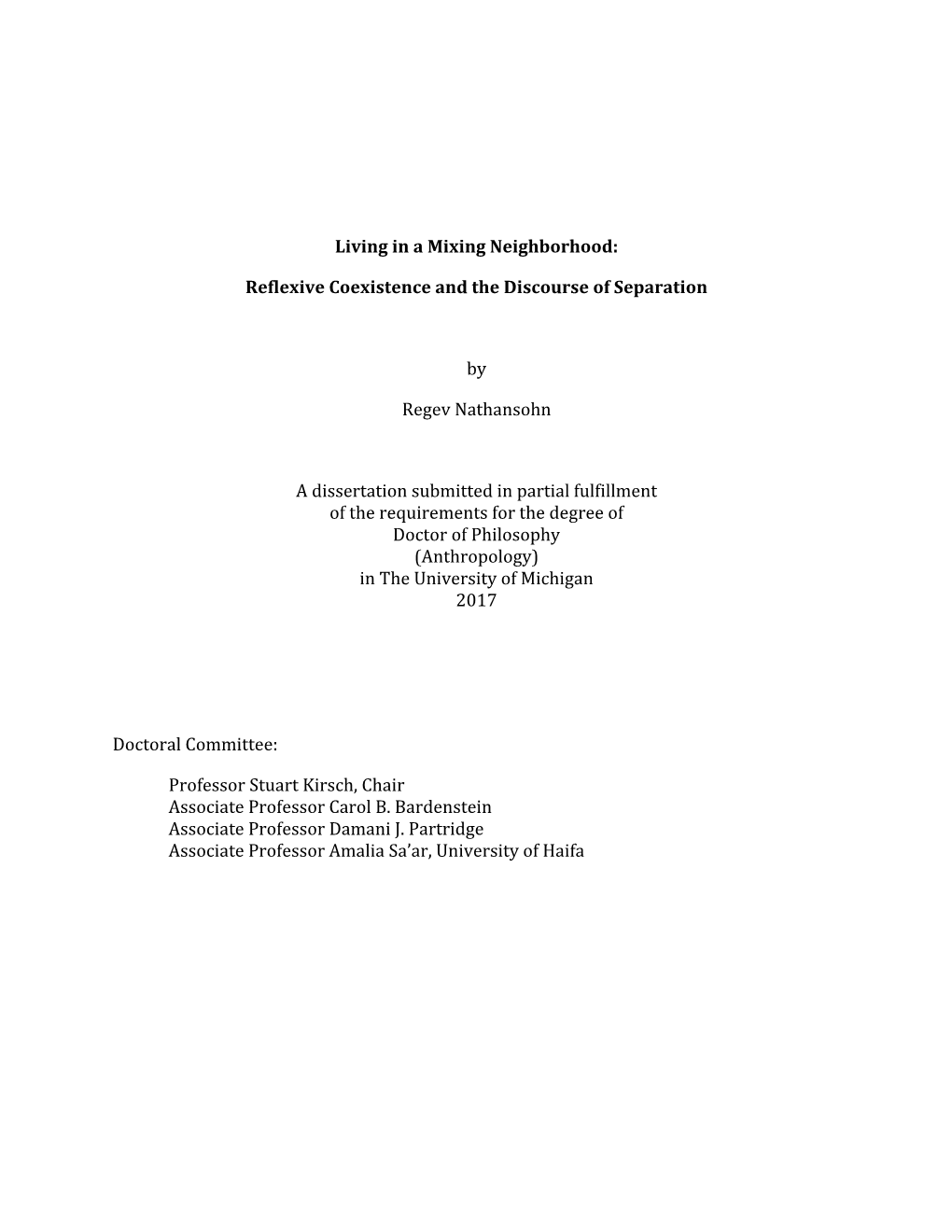 Reflexive Coexistence and the Discourse of Separation by Regev