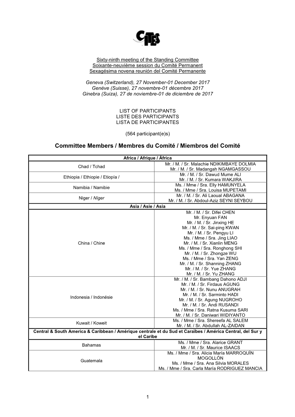 Committee Members / Membres Du Comité / Miembros Del Comité