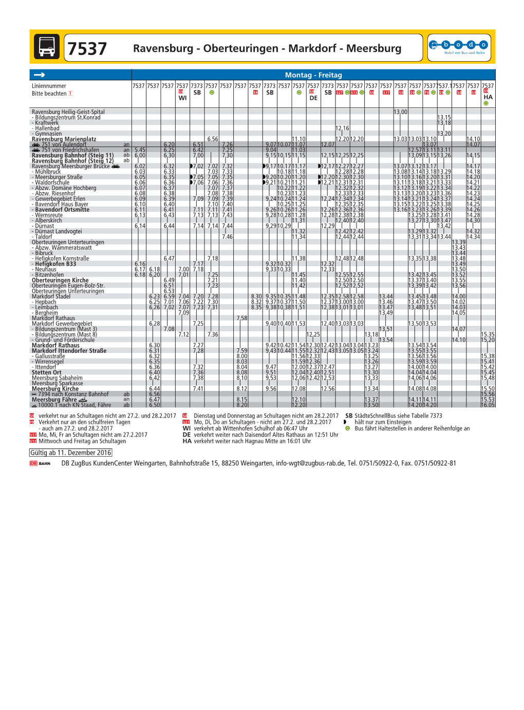 7537 Ravensburg - Oberteuringen - Markdorf - Meersburg