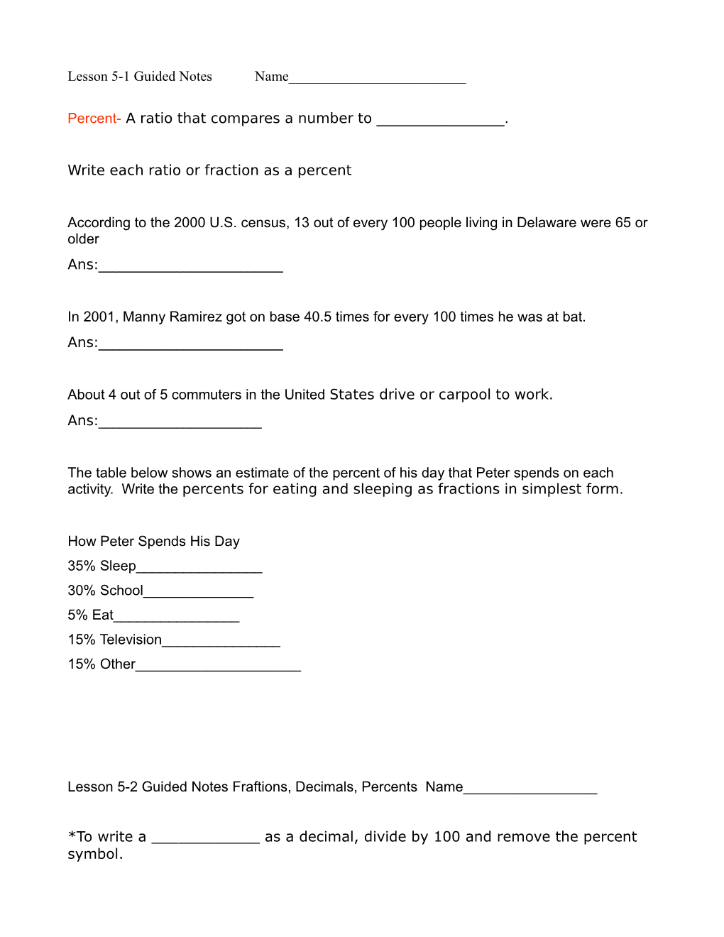 Lesson 5-1 Guided Notes Name_________________________