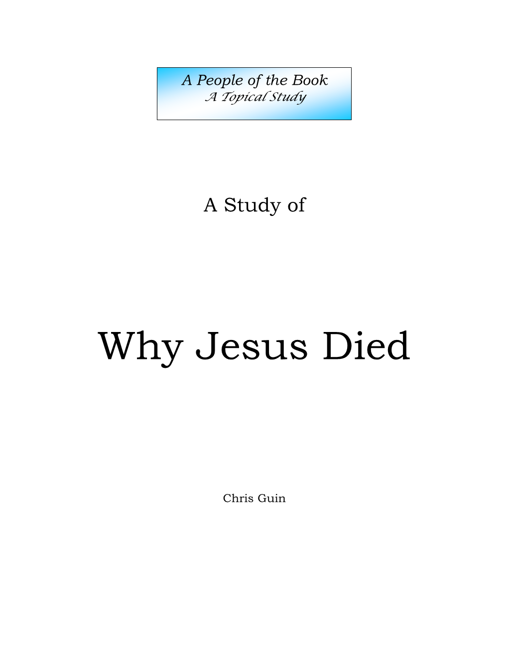 Why Jesus Died
