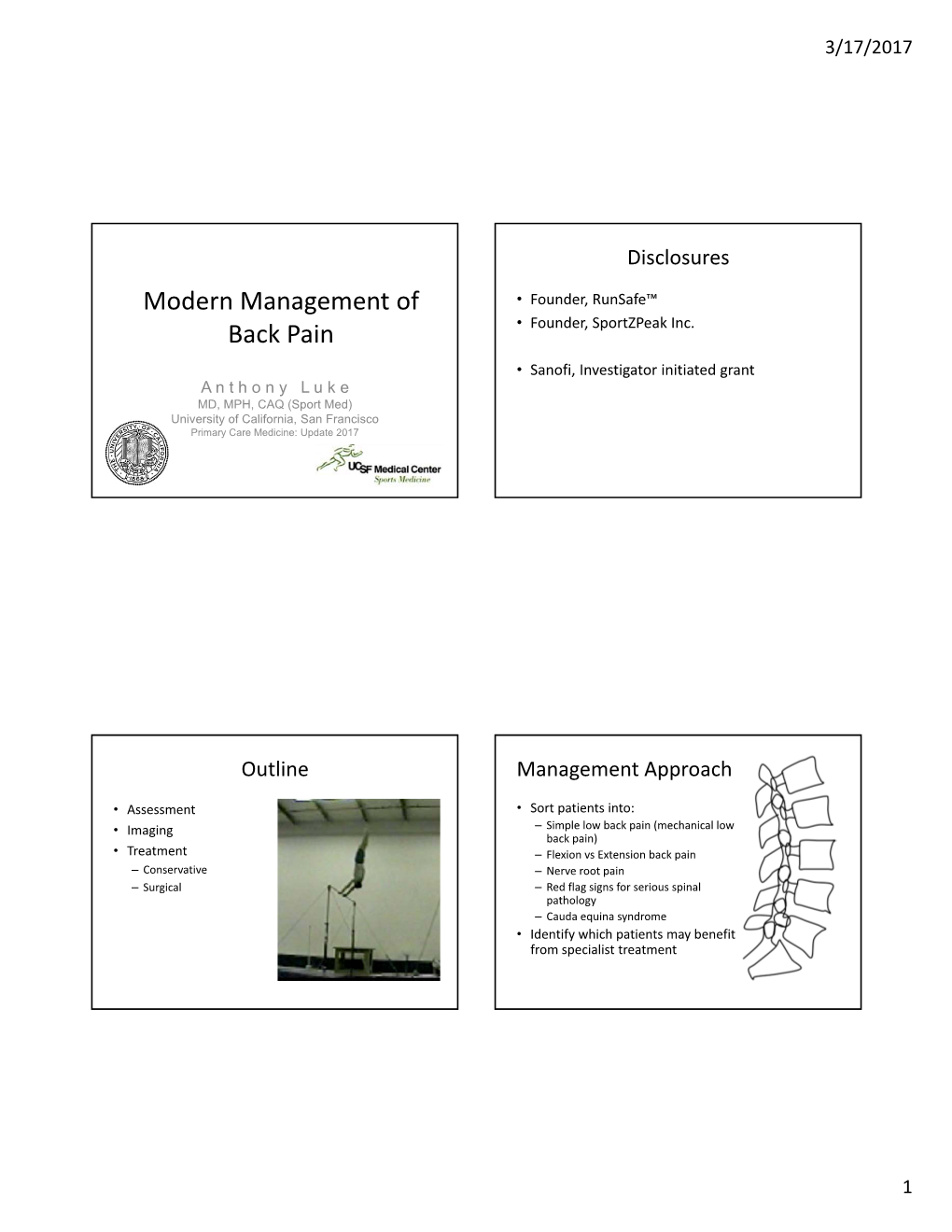 Modern Management of Back Pain