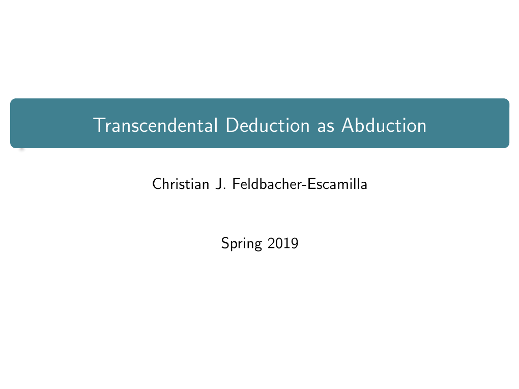 Transcendental Deduction As Abduction