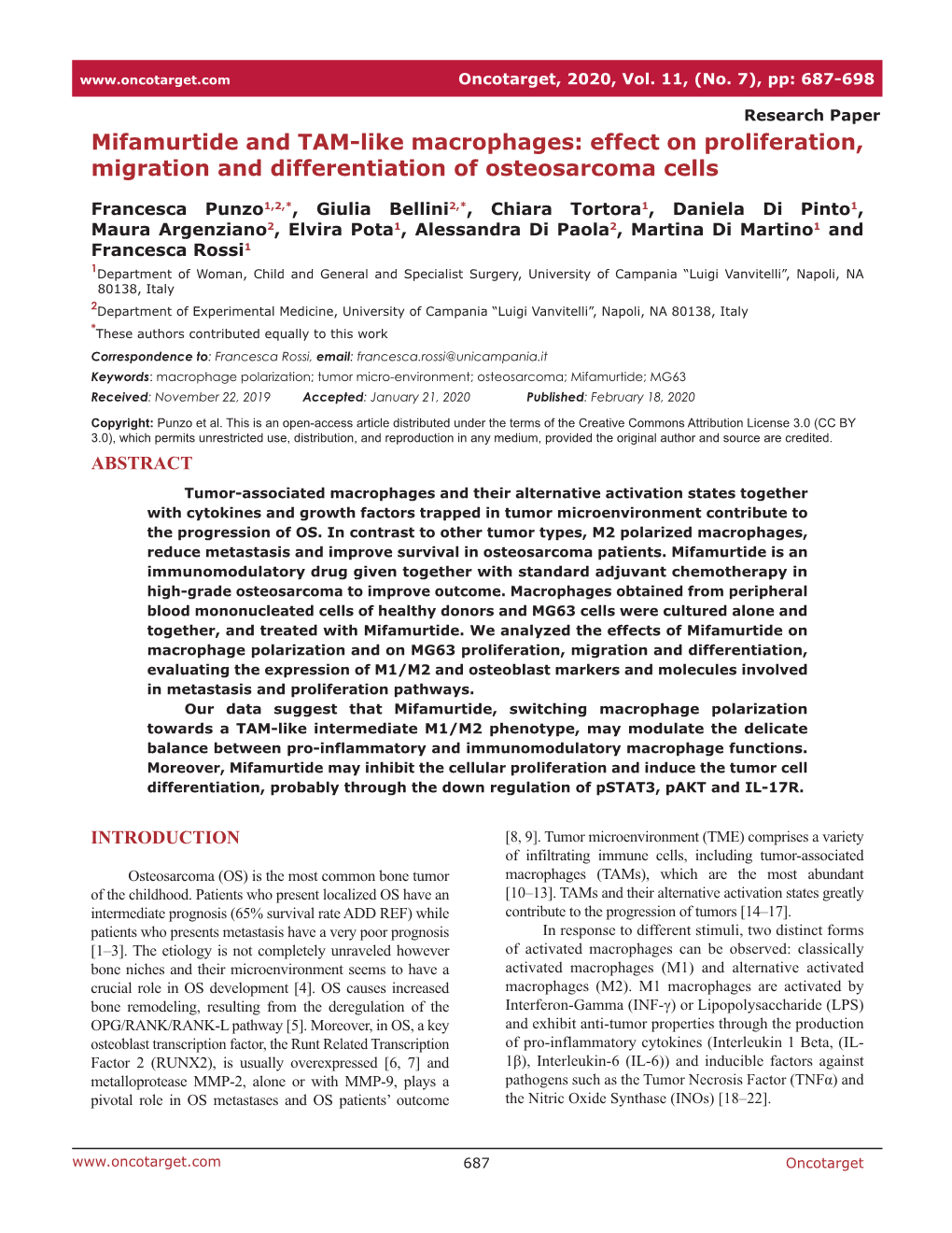 Mifamurtide and TAM-Like Macrophages: Effect on Proliferation, Migration and Differentiation of Osteosarcoma Cells