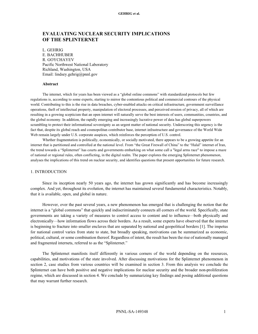 Evaluating Nuclear Security Implications of the Splinternet